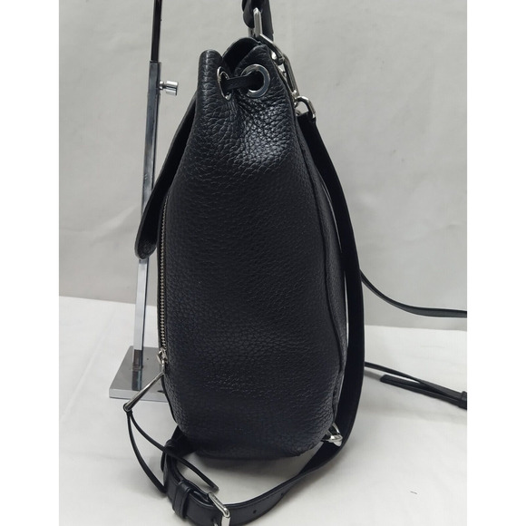 Michael Kors Viv Black Pebbled Leather Top Handle Drawstring Zipper Backpack - Picture 4 of 16